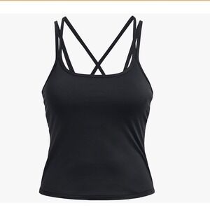 Under Armour Large Meridian Fitted Tank Top Black Strappy Built-in Bra 1377082